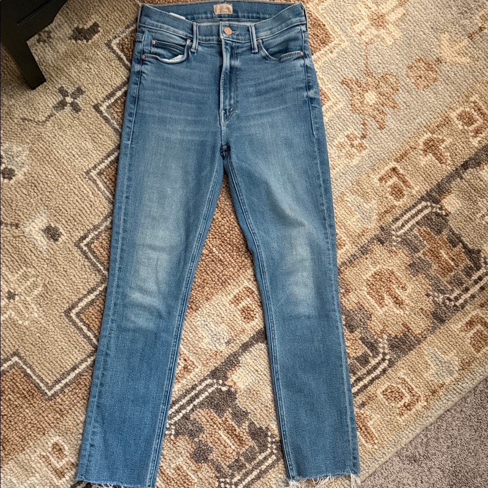 MOTHER Blue Straight Leg Jeans